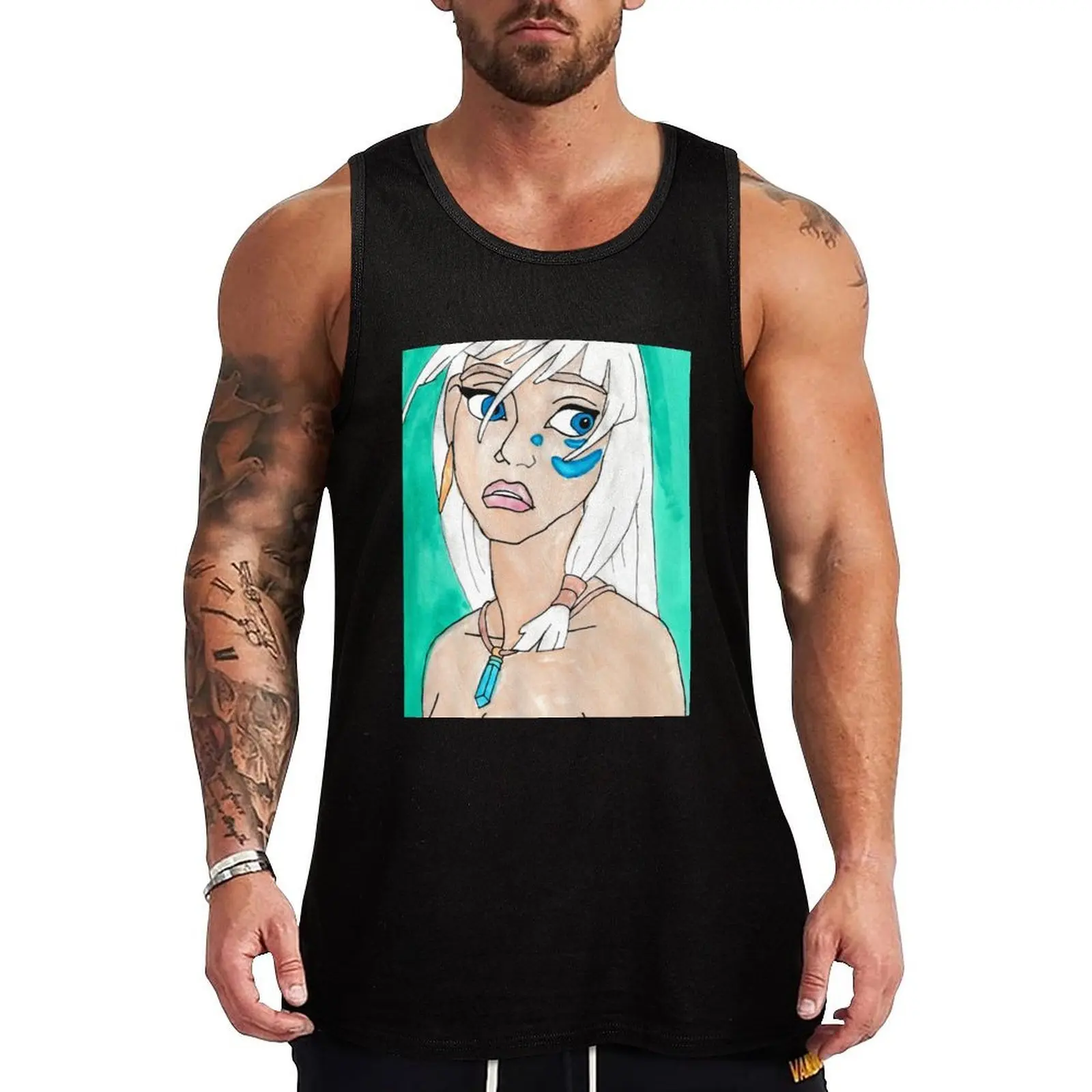 

Kida Watercolor Portrait Tank Top summer clothes for men gym clothes man fitness quick-drying t-shirt Men's sleeveless