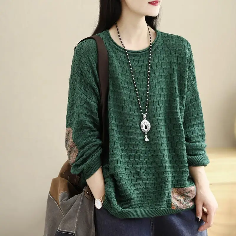 

New Autumn Winter Fashion Loose Lazy Style Round Neck Sweater Long-sleeved Top