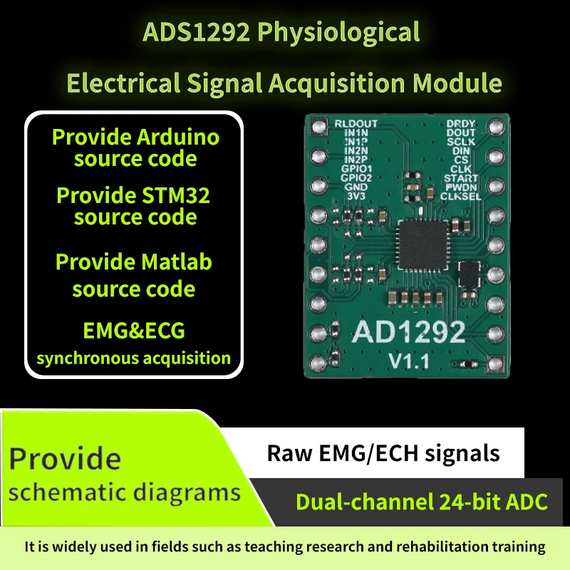 ADS1292 ECG EMG Acquisition STM32 Development Kit Bluetooth Wireless Bio-Signal Sensor Module with SDK Source Code Schematics