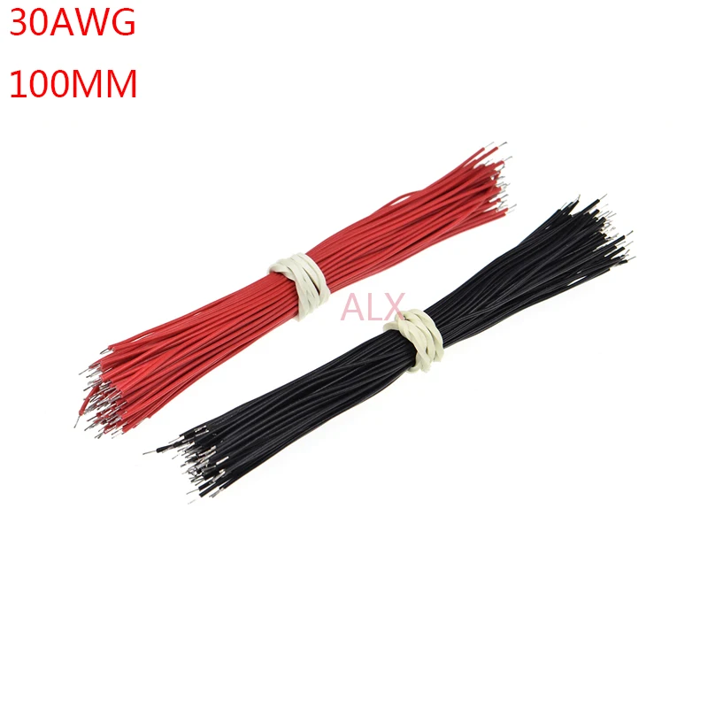 100pcs 30awg 100mm Long tin-plated Breadboard Jumper Cable Flexible Two Ends Pvc Electronic Conductor Wire For Pcb