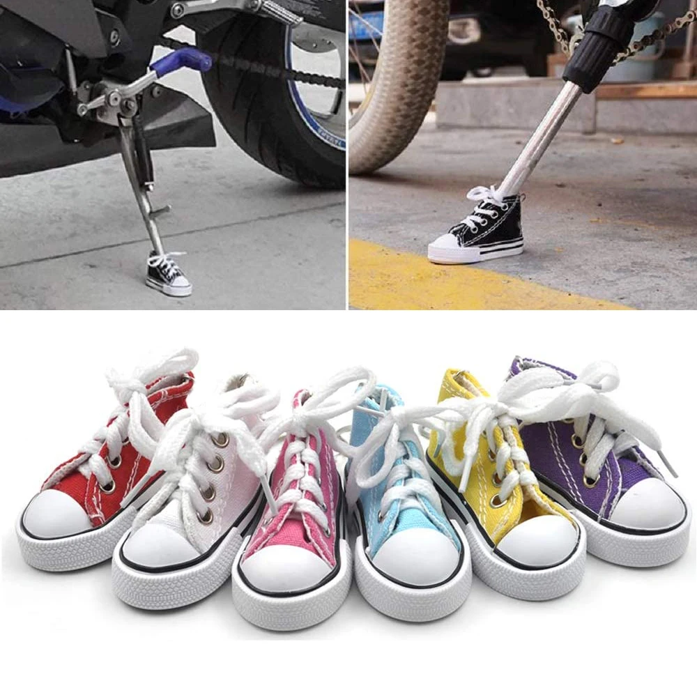 Motorcycle Side Stand Funny Cute Mini Shoe Foot Support Motor Bicycle Kickstand Tripod  Motor /Bike Kickstand Mini Canvas Shoes