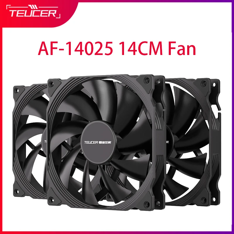 TEUCER PC Fan 140mm 600-1500RPM High Performance Case Fan 4Pin PWM Intelligent Temperature Control Speed Regulation Chassis Fans