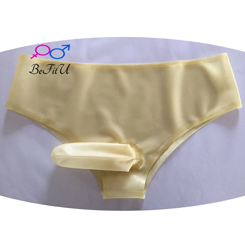 Latex Short Cosplay Briefs with front and back sheath Fetish Panties exotic Sexy Underwear handmade