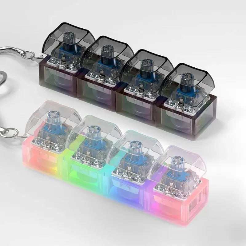 Keycap Electronic Wooden Fish Keychain Pendant Cyber Merit Accumulator Button Illuminates Taps Wooden Fish To Relieve Stress