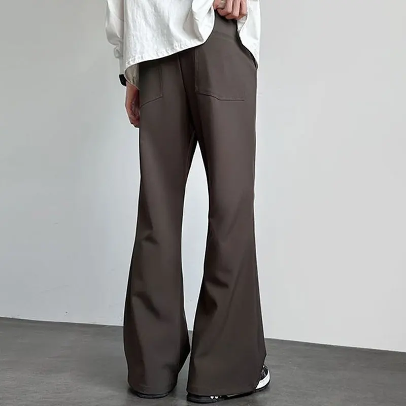Picture 6: Solid Color Draped Flared Basic Trousers Men's American Retro Autumn Winter Minimalist Casual Pants Loose High Street Suit Pants