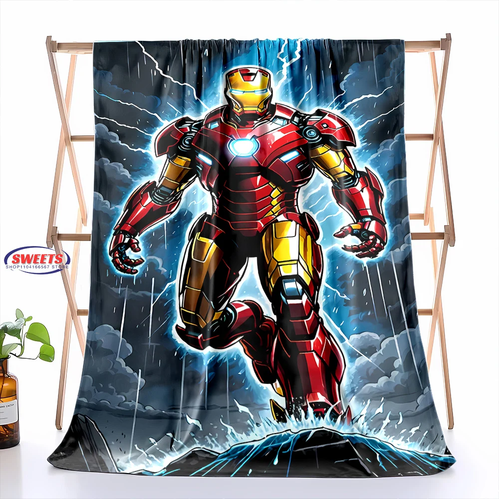 6 Size Marvel Icon Man Blanket Sofa Bed Cover Four Season Soft Fluffy Quilt Blanket Flannel Throw Outdoor Leisure Office TripNap