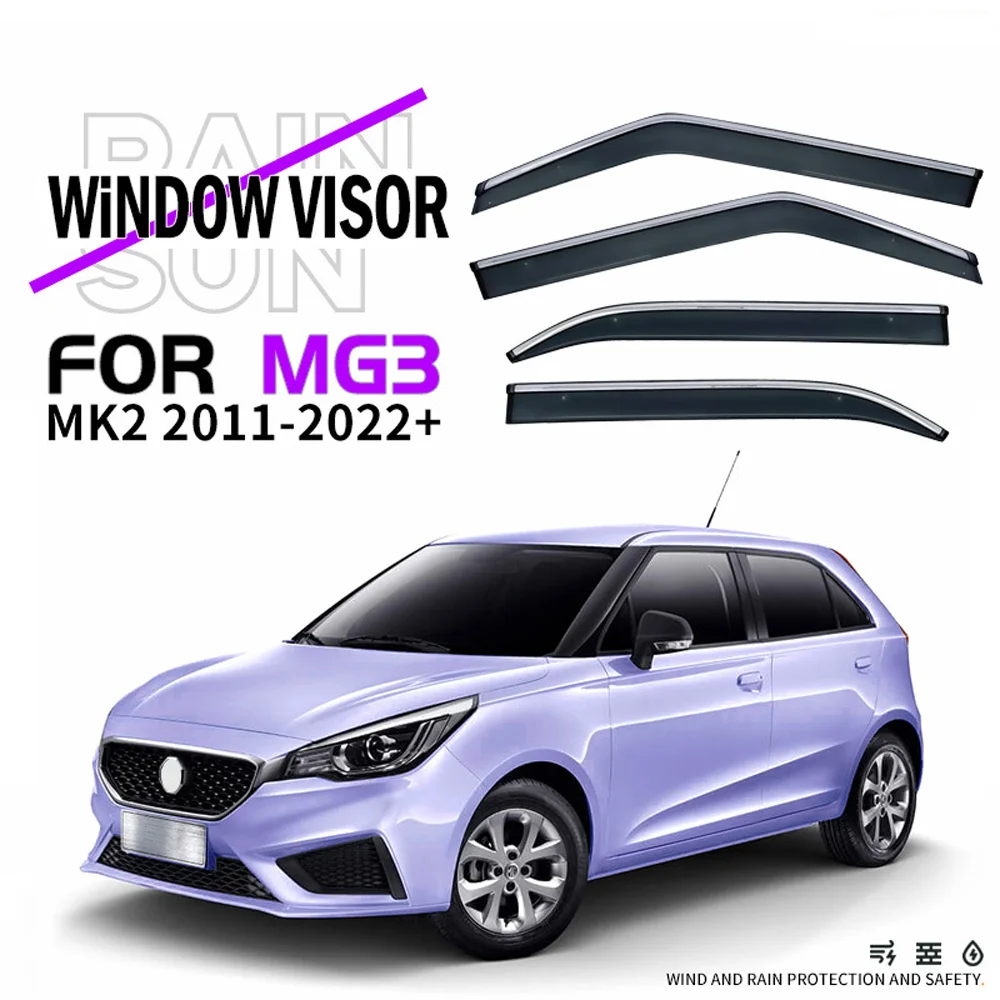 

Chrome Strips Rain Guards for MG 3 2011-2023 Window Visor Wind Deflectors Door Visor Vent Shades Ventvisor
