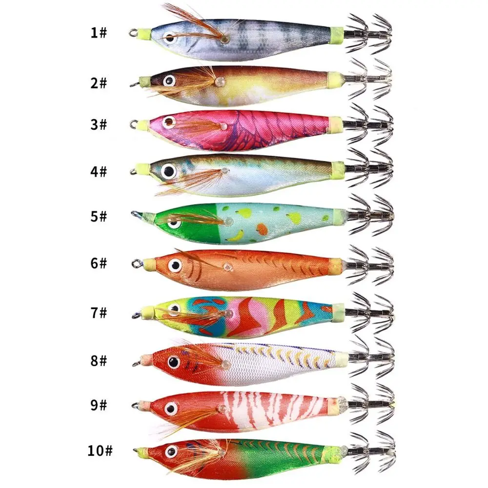 

3pcs lead sinker wood shrimp lures 2023 fishing tackle 10cm 9.6g fishing bait explosive hook squid octopus lure simulation