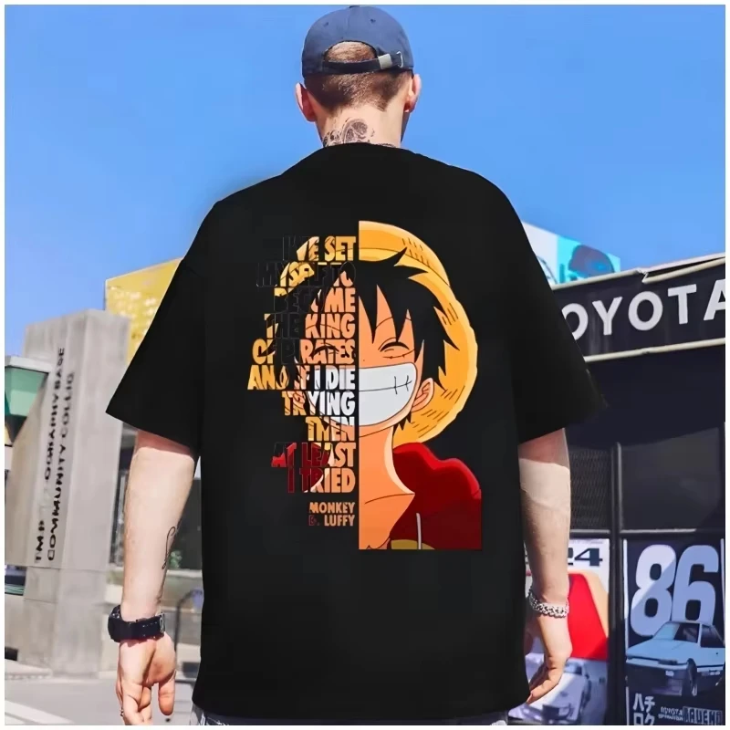 Anime streetwear marca de uma peça camisetas masculinas verão y2k roupas femininas oversized manga curta camiseta casual algodão topos unisex