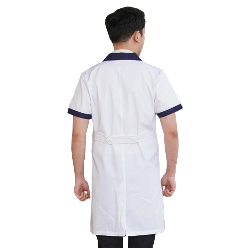 Bata blanca de laboratorio para hombre, uniforme médico, ropa de limpieza médica, traje médico de manga corta, uniformes de Hospital