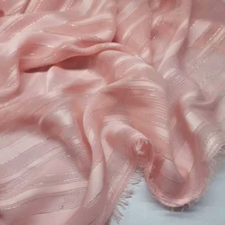 ON SALE Jacquard Chiffon Metallic Fabric Chiffon Silky Stripe Soft Chiffon Fabric DIY Scarf Blouse Material