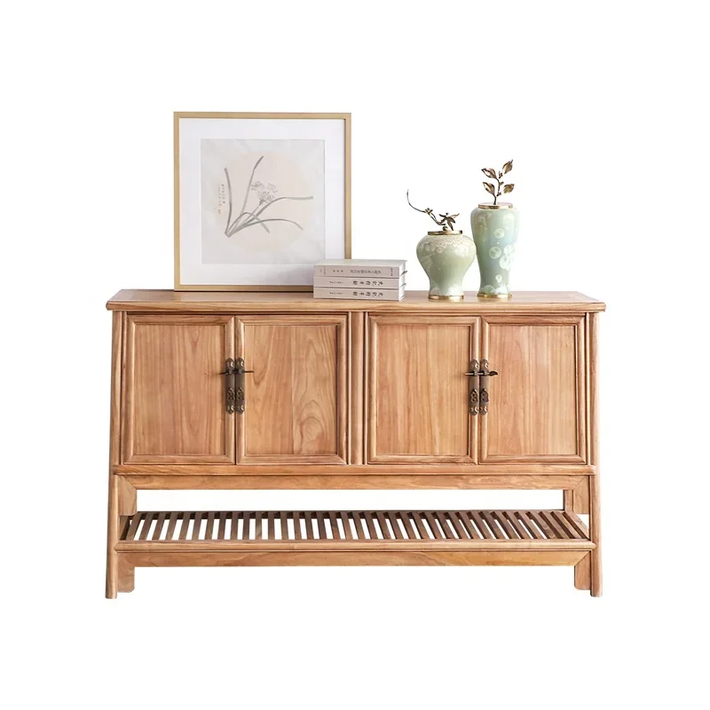 

New Chinese-style solid wood entrance shoe cabinet hotel apartment