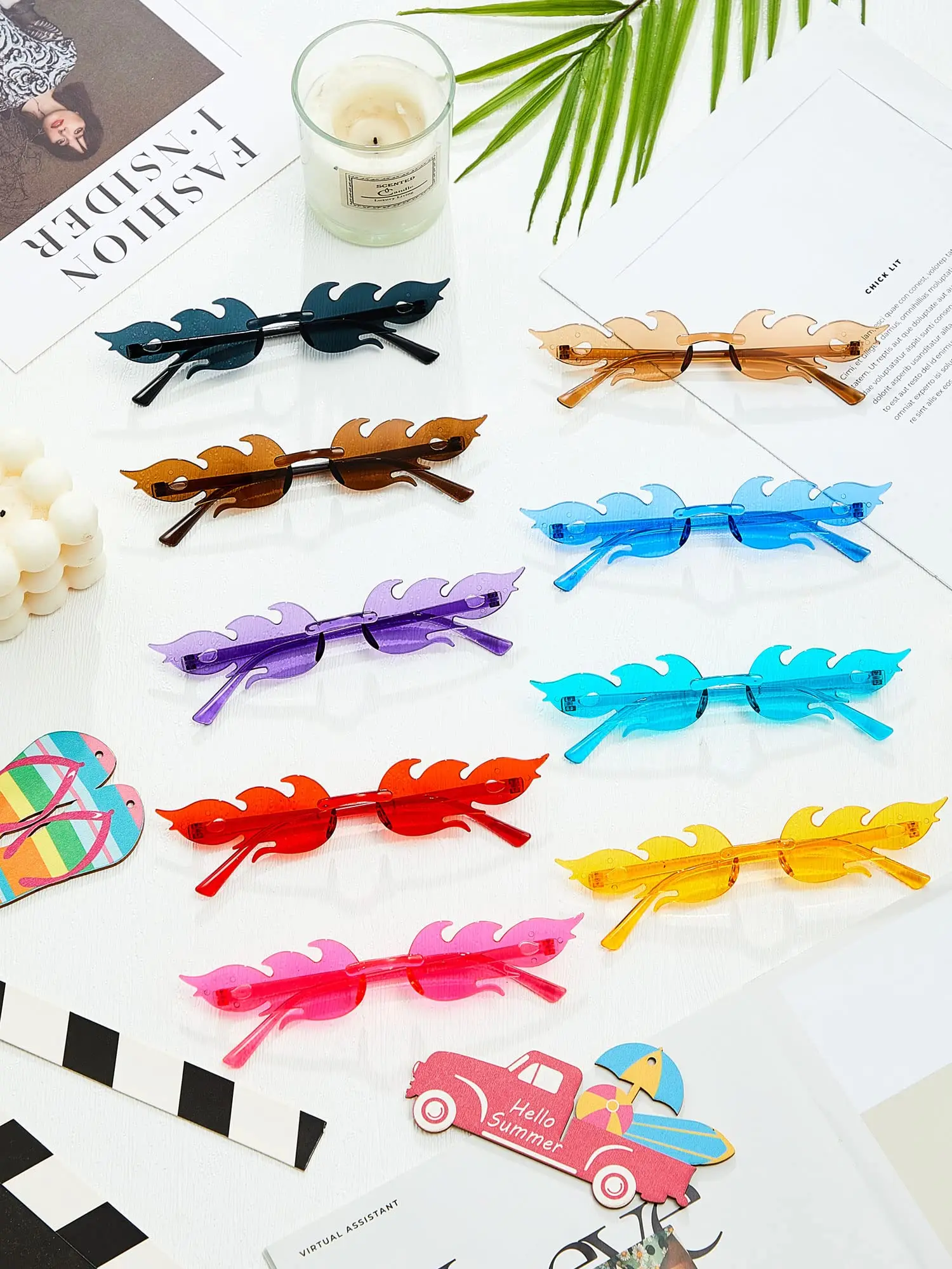12-60 stücke Mode Feuer Flamme Gläser Feuer Form Sonnenbrille Feuer Sonnenbrille Party Decor für Sommer Dusche Hochzeit Halloween cos – Detail 9
