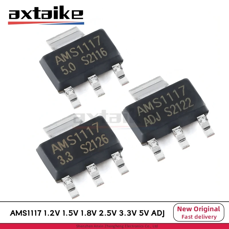 100PCS AMS1117 Series AMS1117 1.2V 1.5V 1.8V 2.5V 3.3V 5V ADJ AMS1117-3.3 AMS1117-5.0 SOT-223 1A Low Dropout Voltage Regulator