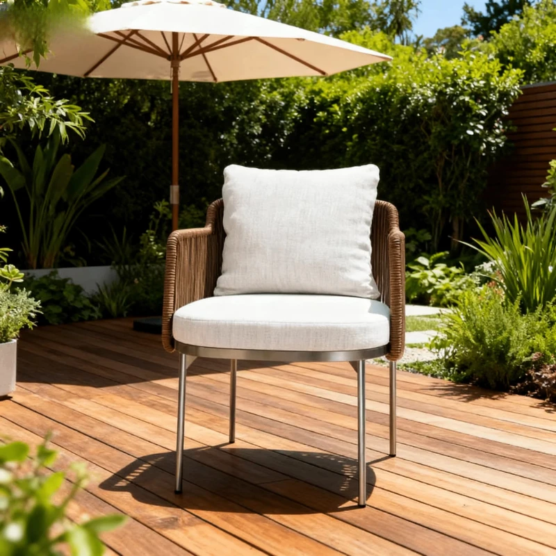 

Contemporary Aluminum Rattan Chair Solid Patio Chair Comfortable Backrest Outdoor Camping Outdoor Furniture Garden