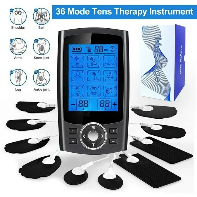 

New 36 Modes AB Dual Channel TENS Physiotherapy Device Digital Meridian EMS Pulse Massager