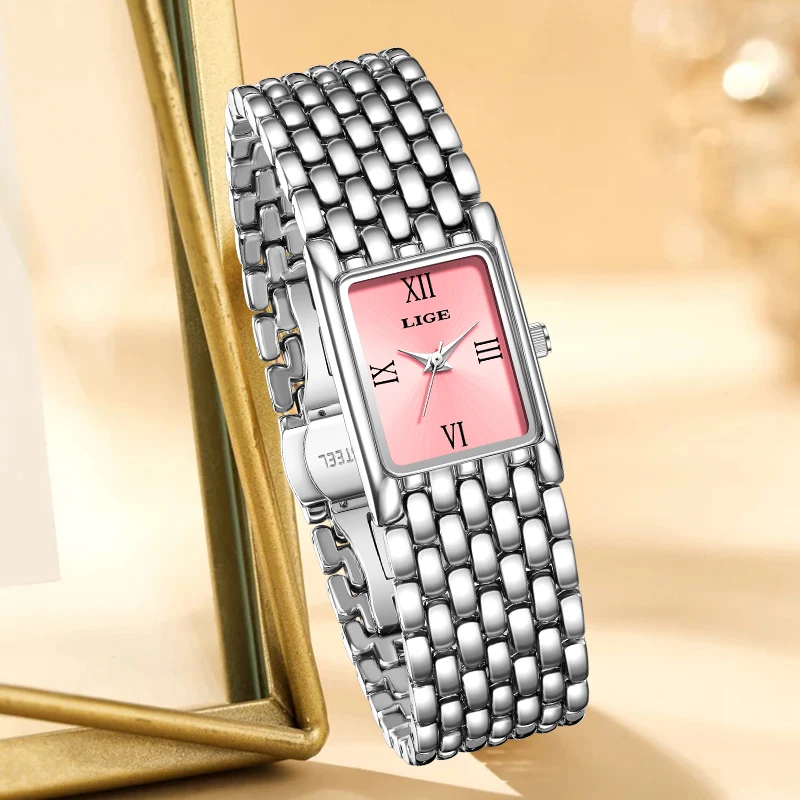 LIGE Elegant Fashion Woman Watch Luxury Casual Stainless Steel Ladies Bracelet Waterproof Clocks Gifts Quartz Watches for Women