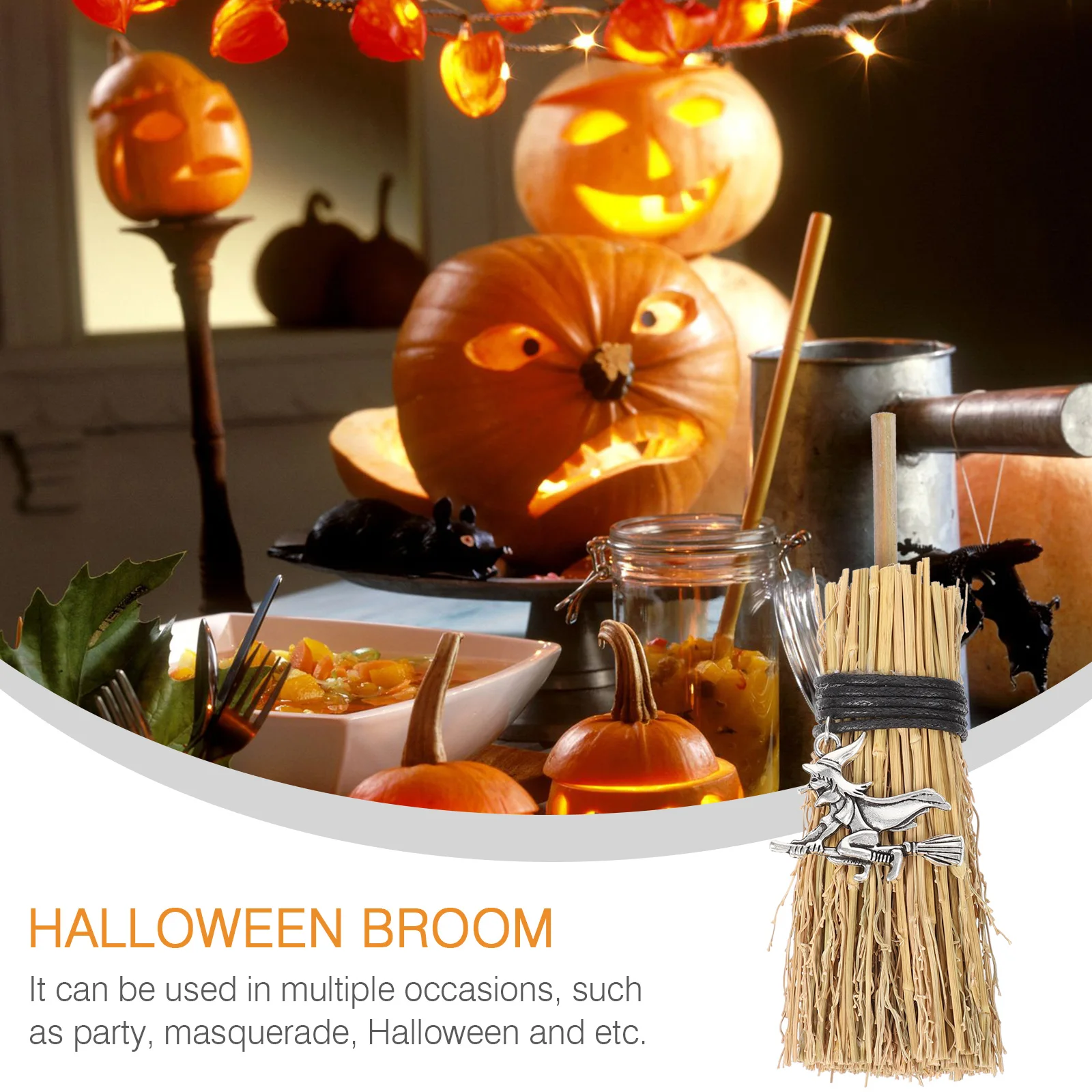 

1pc Halloween Broom Prop Party Supply Broom Ornament Costume Accessory For Kids Adults Theme