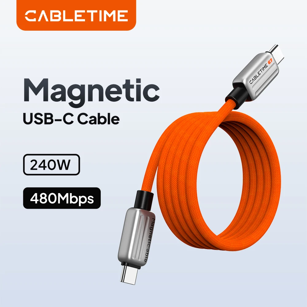 

Кабель CABLETIME USB-C магнитный, быстрая зарядка Type-C, PD240W, для зарядки iPhone, iPad Air Pro