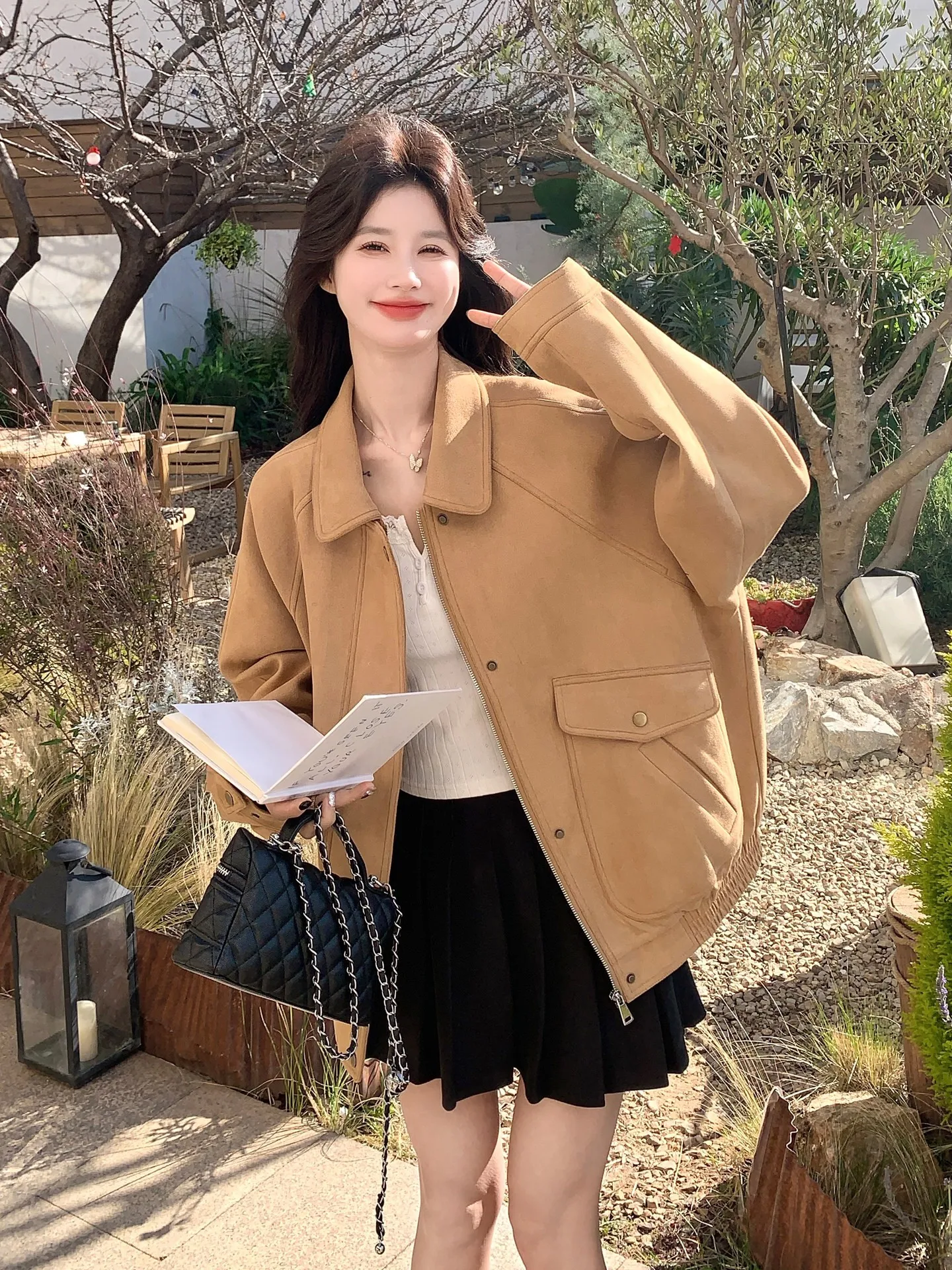 

Casual Loose Women's Jacket Coffee Color Spring New Design Fashionable Super Beautiful Top Ultra-Comfortable Breathable Zippe...