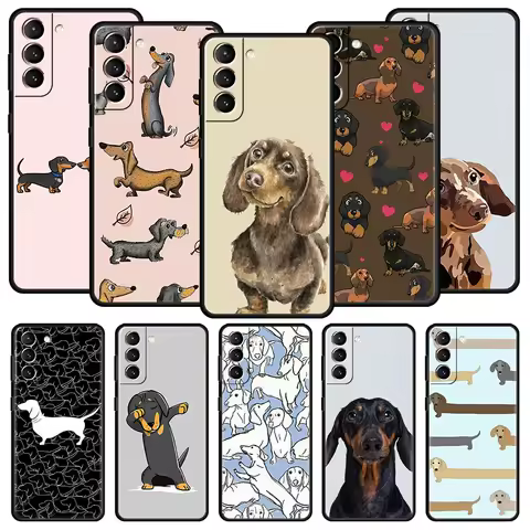 Dachshund Sausage Dog Phone Case For Samsung Galaxy S25 S24 S23 FE S22 Ultra S20 S21 5G S10 Plus S10E Soft Black Cover