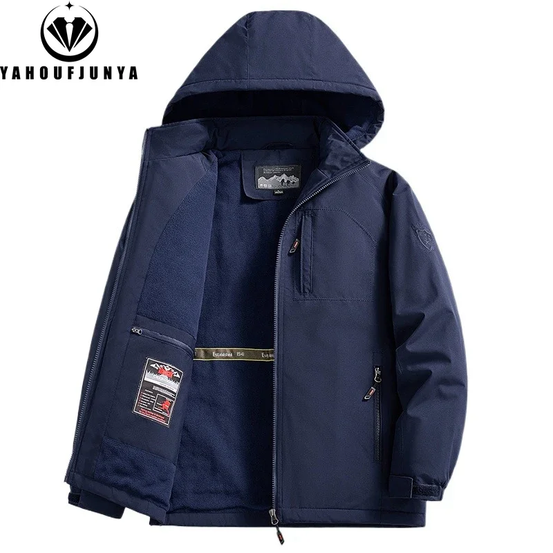 Winter Men Outdoor Windbreak Fleece Warm Jacket Men Removable Hooded Waterproof Casual Fashion Jacket Coat Male Clothing Hots