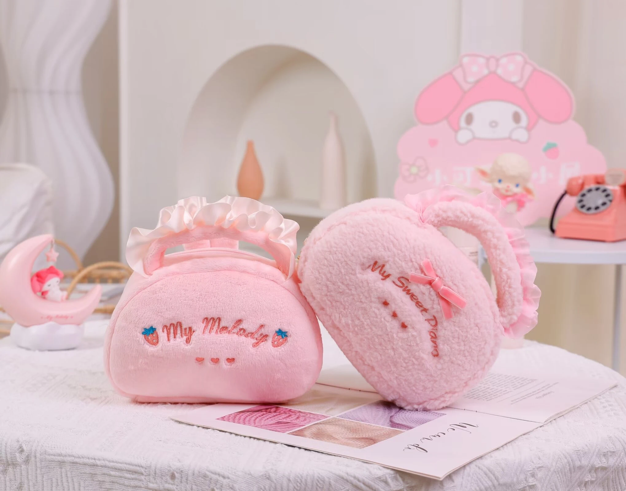 Sanrio meine Melodie Kosmetik Fall niedlichen Cartoon Anime Little twin stars Plüsch Handtasche Kawaii rosa Tasche Geschenke für Mädchen ﻿