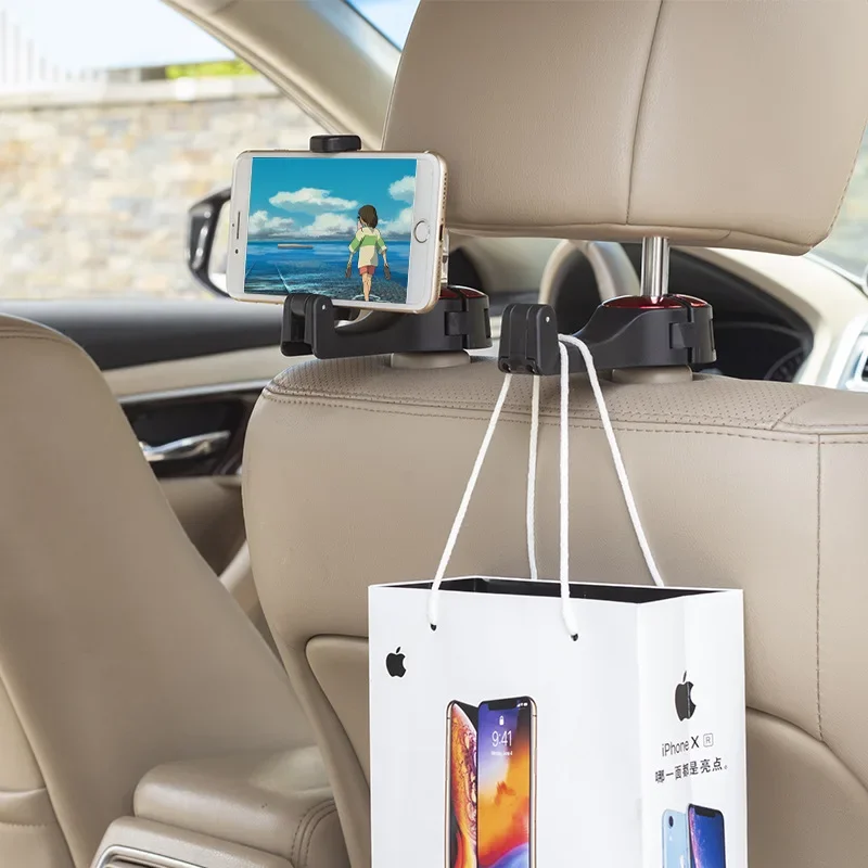 Multi-Function Car Back Seat Hanging Hook Car Storage Hook Mobile Phone Rear Seat Phone Bracket Holder Stand Dropshipping