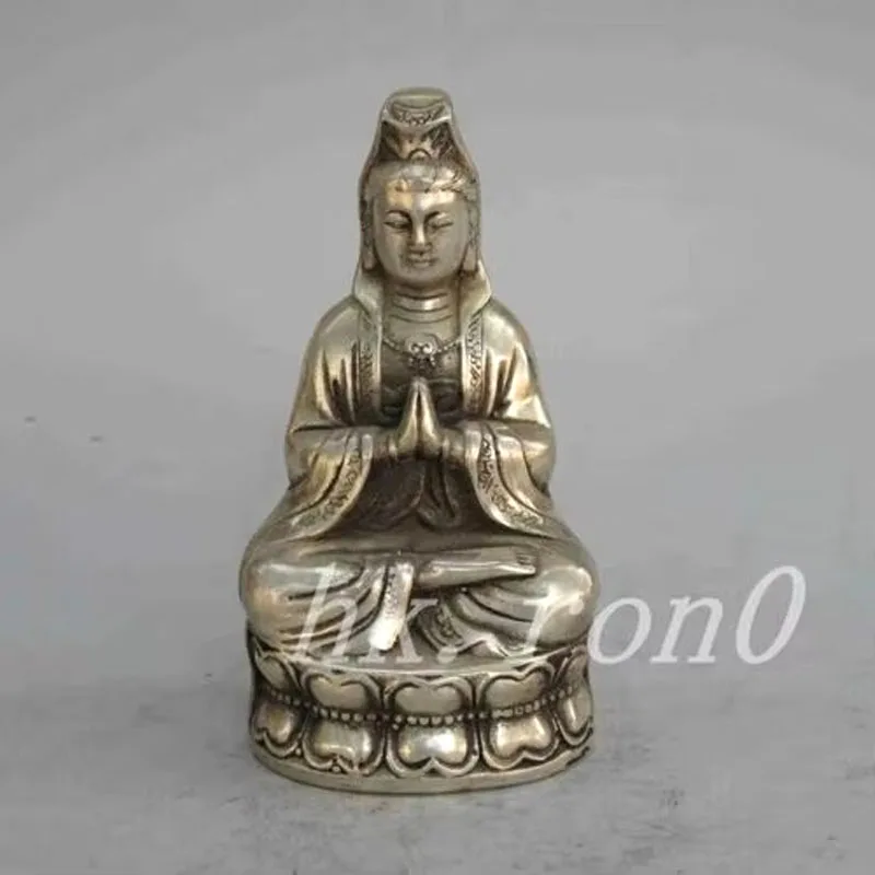 

Exquisite Chinese Old Tibetan silver Buddhist Guanyin Buddha statue