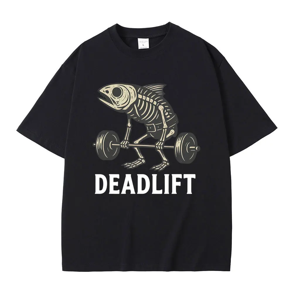 

Fish Deadlift Funny Weightlifting Pump Cover T Shirts Vertebrata Lovers Meme T-shirts Men Women Humor Fitness Workout T-shirt