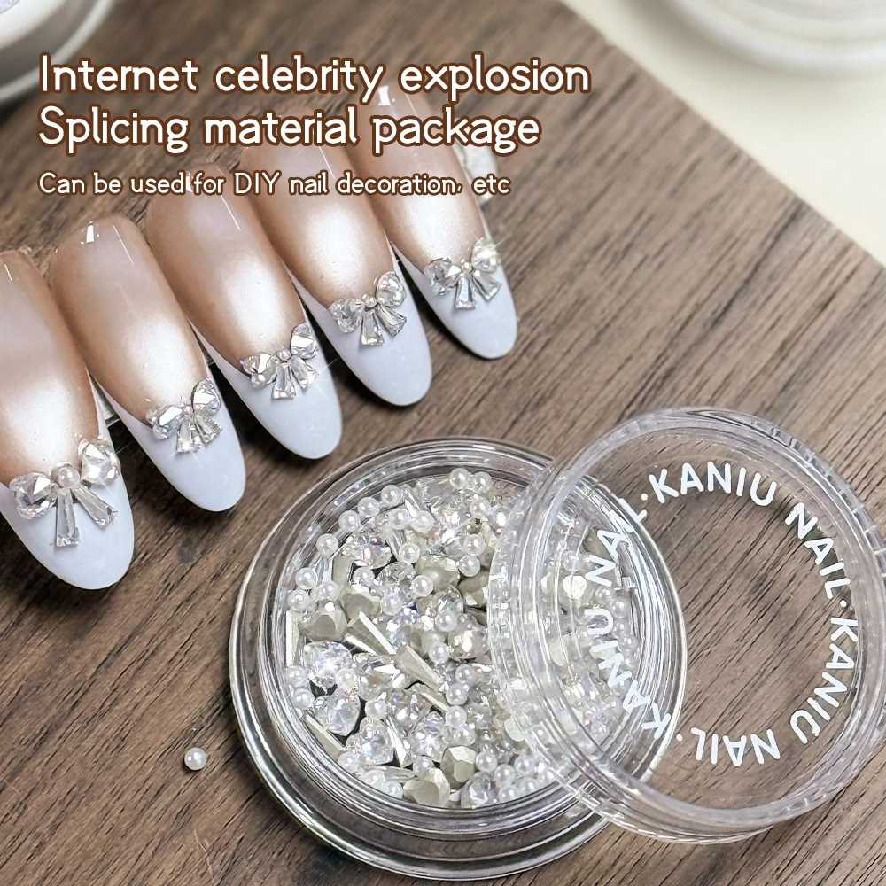 Kaniu Sparkling Nail Art Bow Tie Splicing Material Package Super Flash Butterfly Knot Diamond Splicing Nail Manicure Accessories