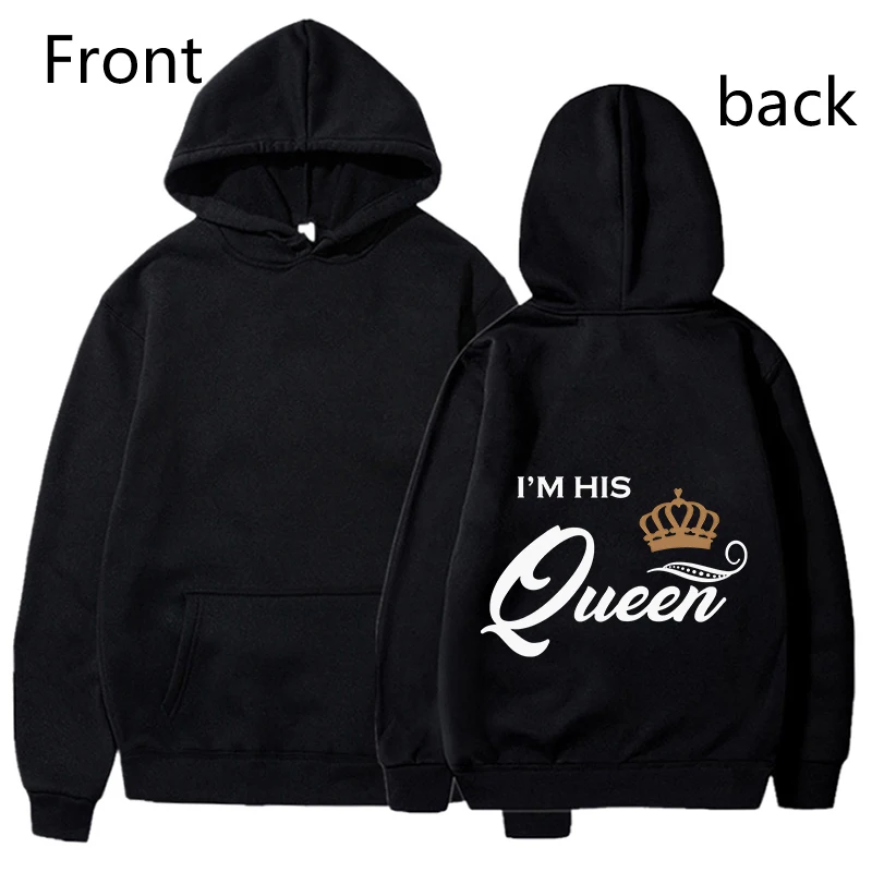 Fashion King & Queen Couple Hoodies Long Sleeve Pullover Couples Matching Outfits Streetwear Lovers Clothes Valentine Day Gifts