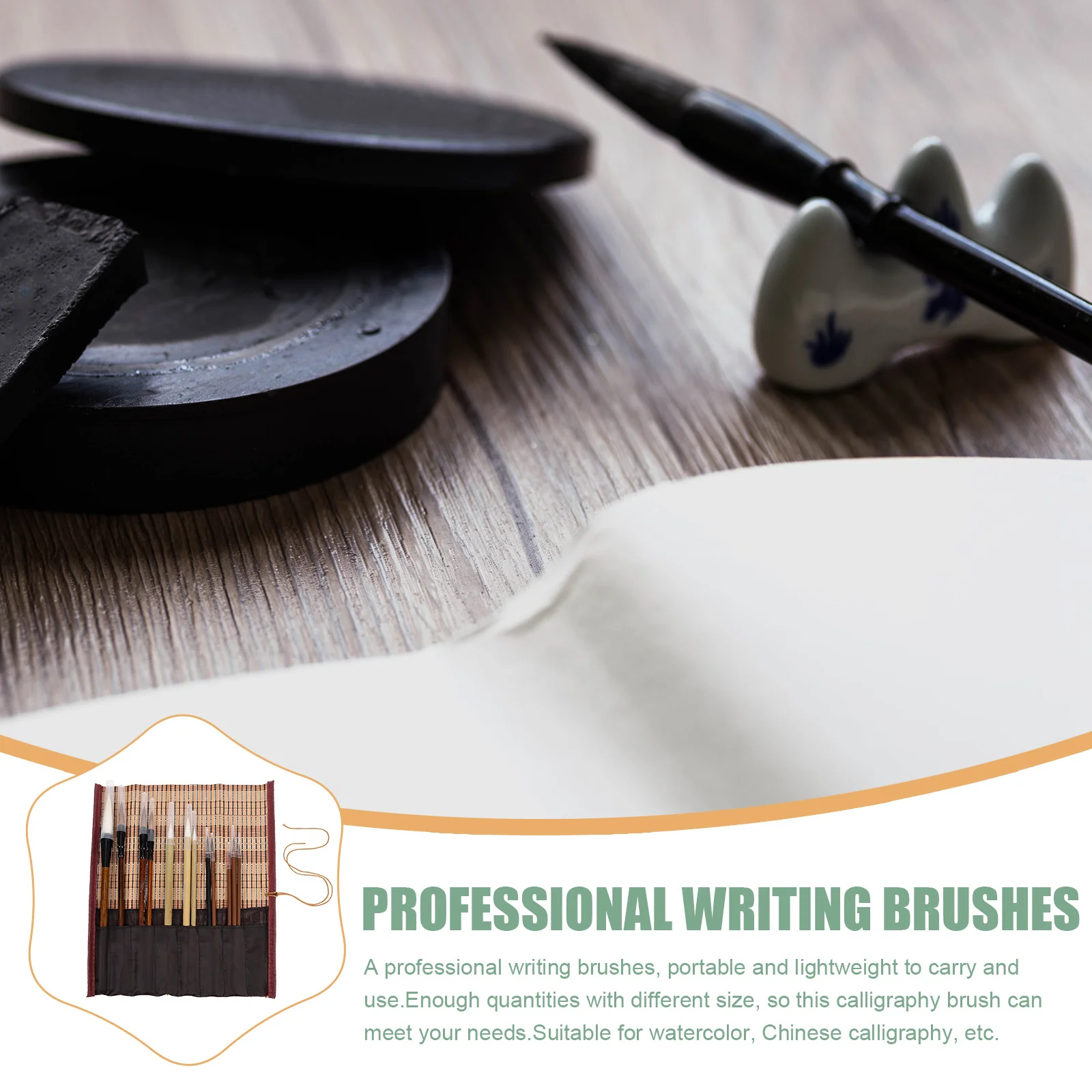 

12Pcs Calligraphy Brush Set Different Sizes Chic Workmanship Portable Writing Drawing for Primary School Students