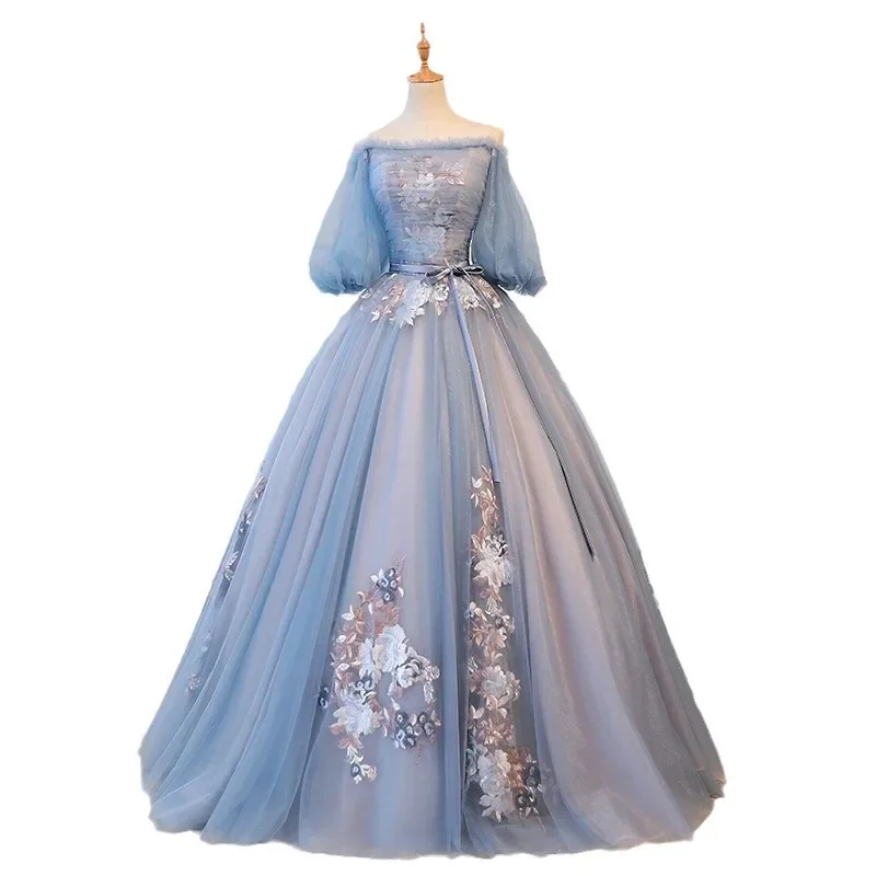 Banquet Evening Dress 2025 New Fashionable Puff Skirt Art Exam Solo Elegant Temperament Show Thin Stage Performance Host Dress