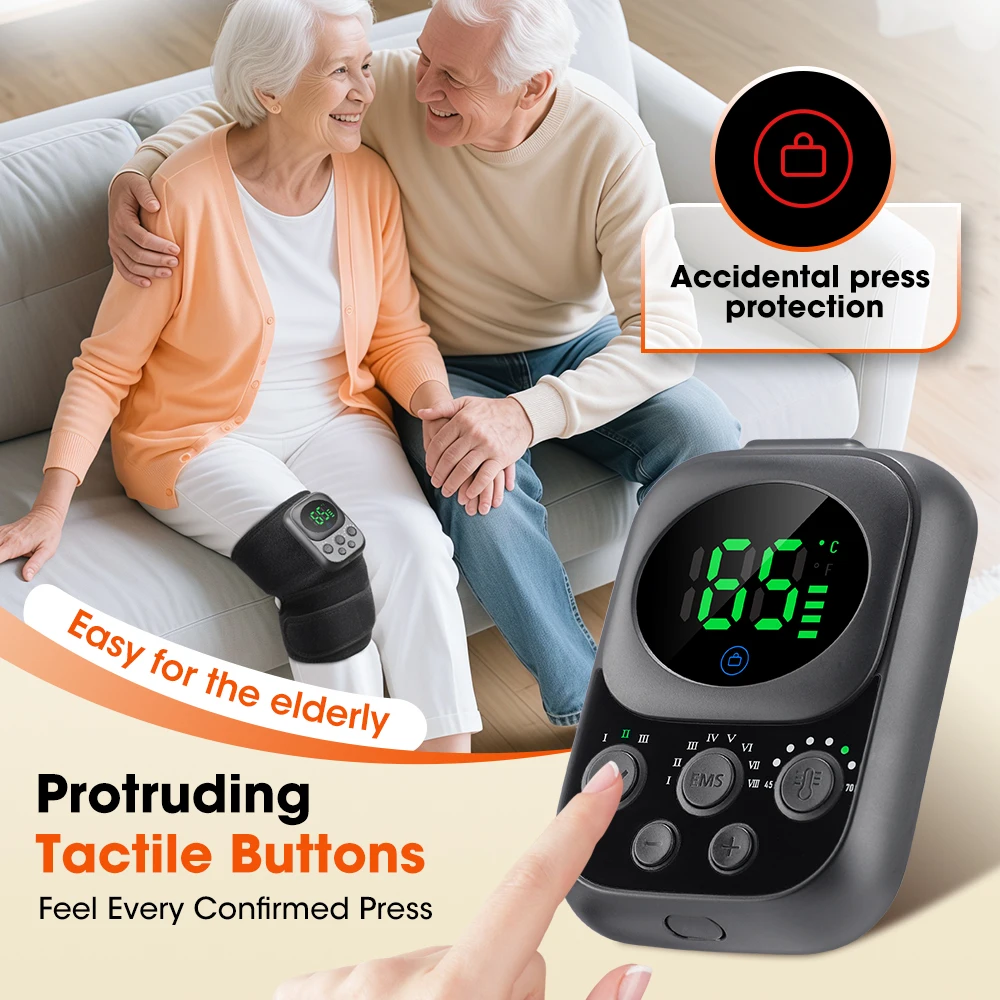 EMS 전기 가열 진동 무릎 마사지 무선 열 물리 치료 무릎 패드 마사지 뜨거운 압축 근육 이완