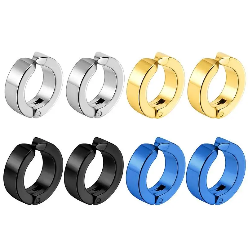 4 Pairs of Stainless Steel Earrings, Earclips, Pierless Earrings, Neutral Classic Combination Set