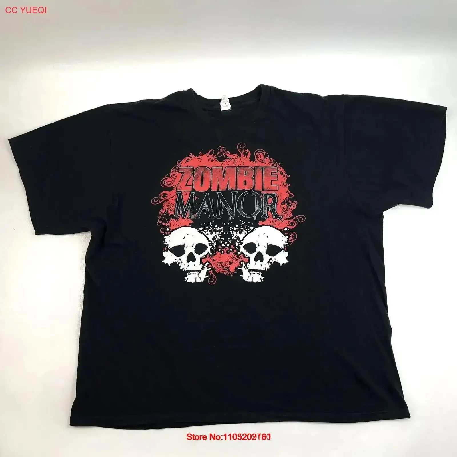 Zombie Manor sabores como pollo camiseta negra talla XL para hombre recuerdo vintage lavado cómodo estirado elegante vintage