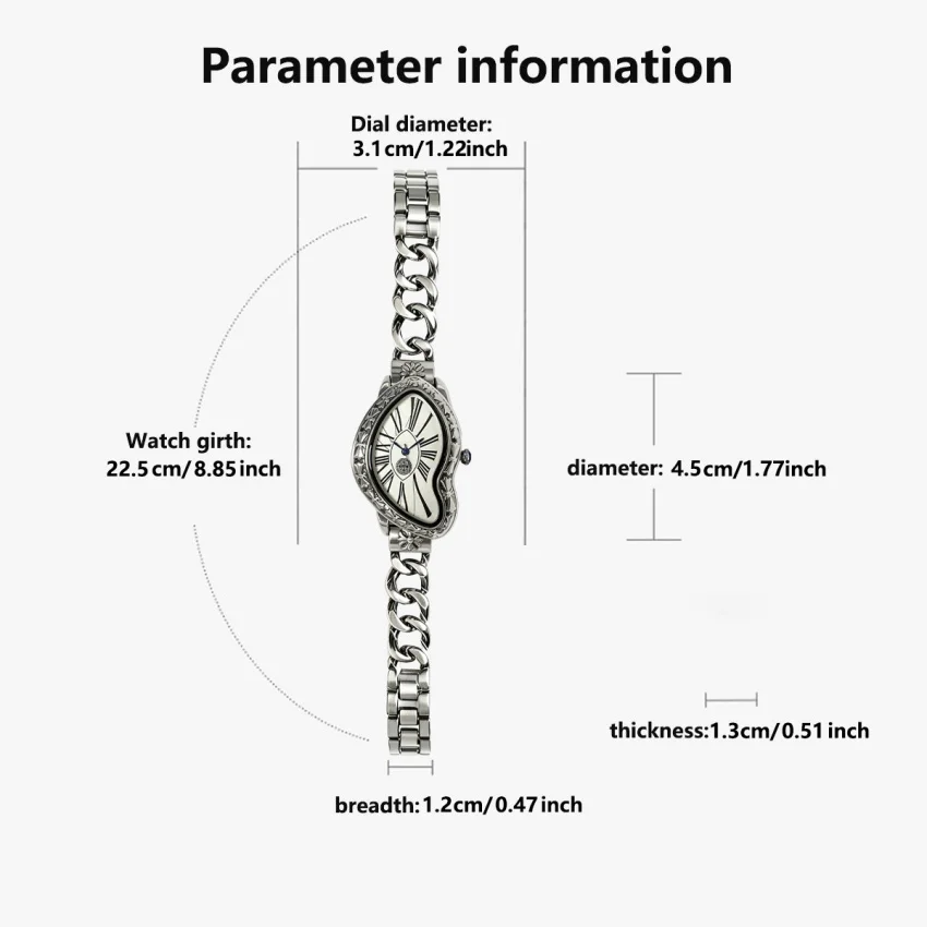 Quartz Men’s Watch Luxury Bracelet Vintage Retro Creative Melted Time Case Y2K Fashion Niche Watch for Women and Men