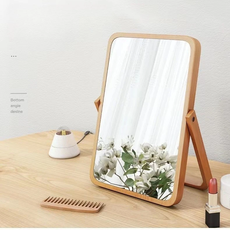 مرايا مكياج مكتبية مع مرايا خشبية مستطيلة مثبتة على الحائط ومرايا طاولة لغرفة المعيشة وغرفة النوم وهدايا عيد الميلاد #2