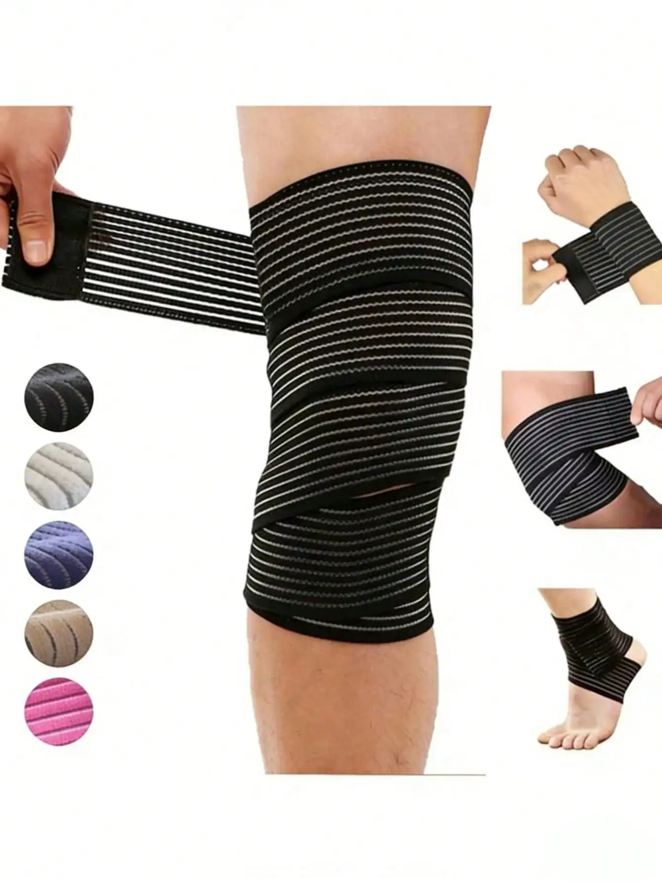 

1pc Adjustable Multifunctional Sports Bandage, Self-Adhesive High Elasticity Compression Wrap, Ankle And Wrist Fixation, Self-Adhesive Elbow And Knee Support