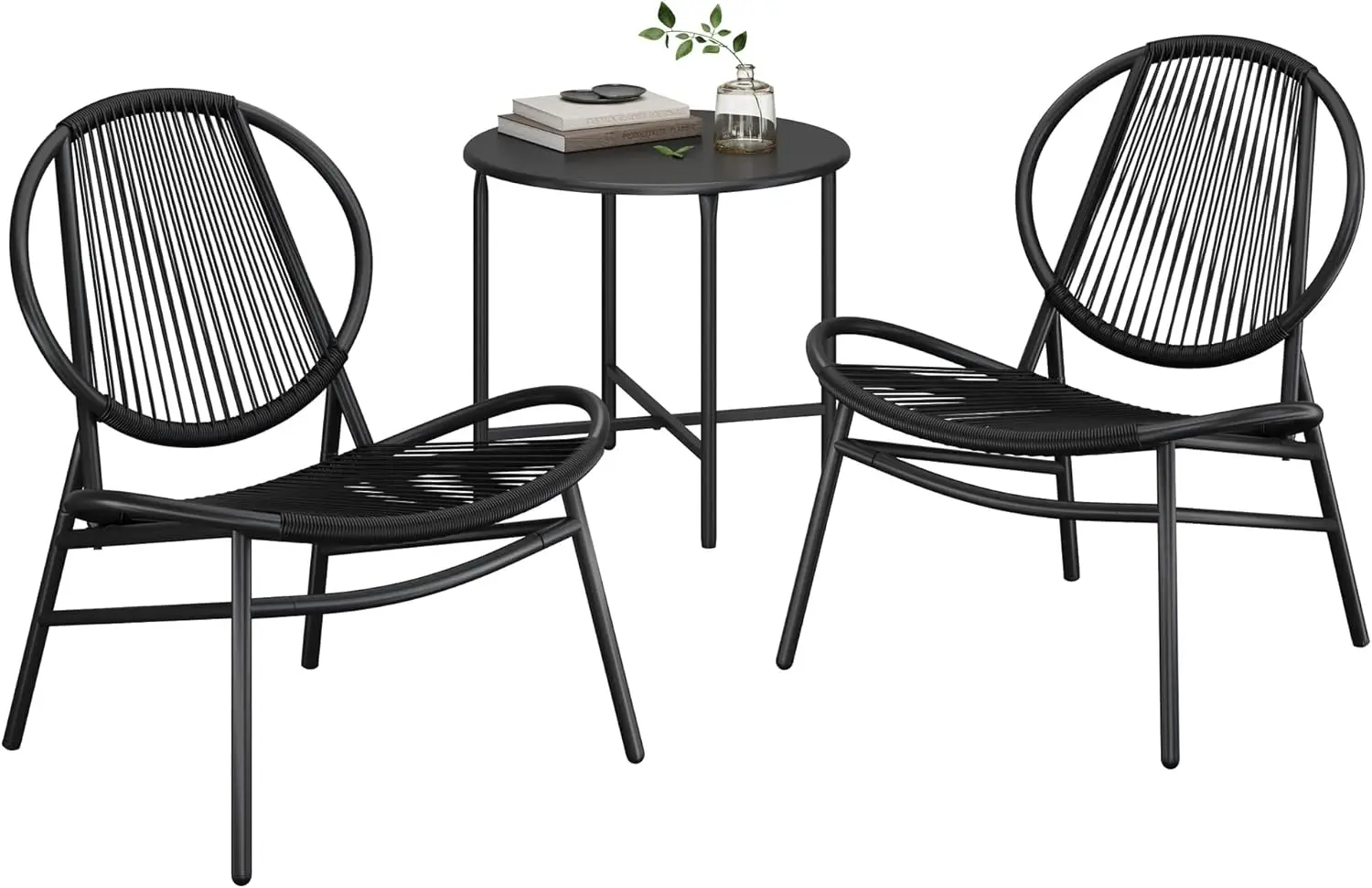 Patio Furniture Set 3 Pieces, Garden Bistro Set, Acapulco Chairs, Outdoor Seating, Side Table and 2 Chairs, Indoor and Outdoor C