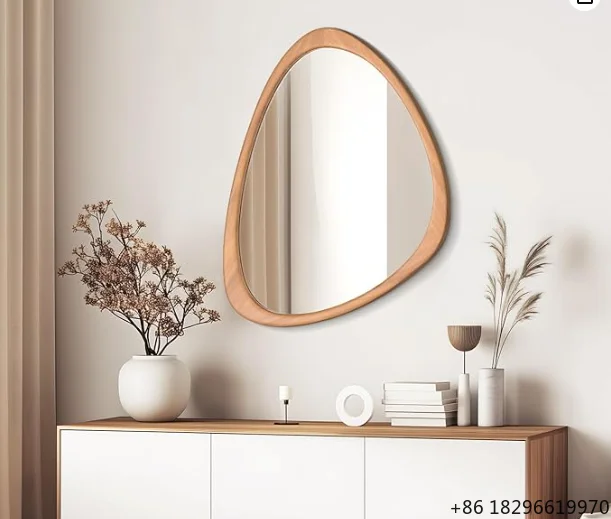 

Contemporary Irregular Wooden Wall Mirror Custom Size Color Decorative Vanity Mirror For Bedroom Living Room Home Wall Decor