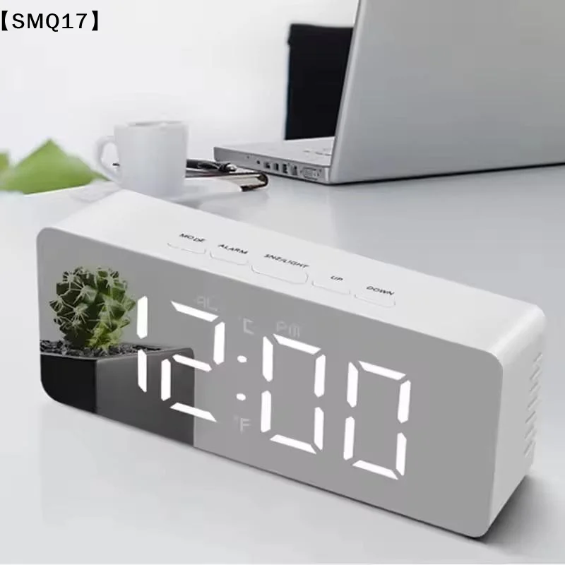 Mirror LED Digital Alarm Clock With Temperature Display And Smart Night Light For Bedroom, Makeup Vanity And Office Use【SMQ】