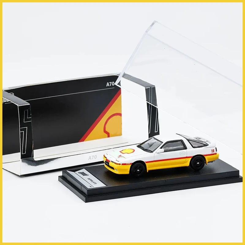 Shadow Diecast 1:64 Scale Supra A70 Yellow and White Alloy Simulation Car Model Static Decoration Collectibles Gift Toys