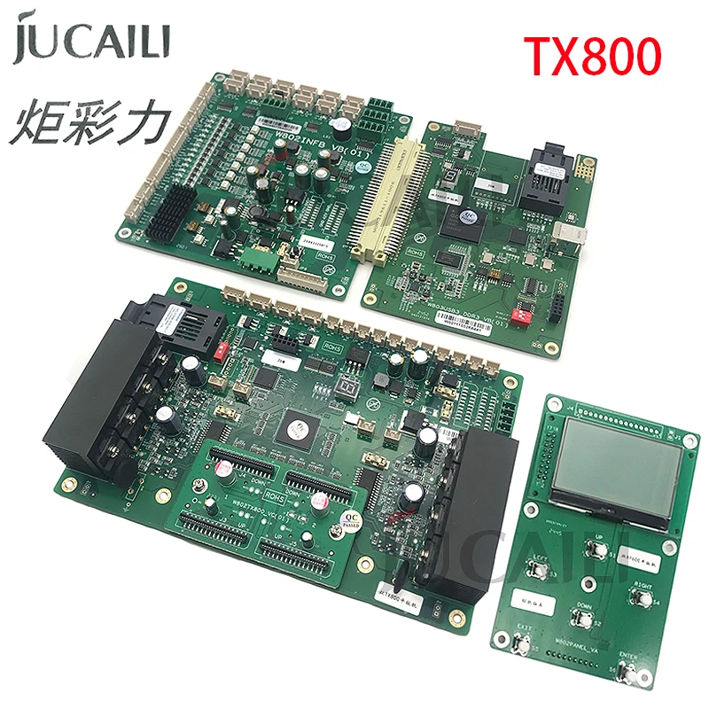 JUCAILI High quality for Wellprint 2 heads TX800 board kit for 6 Keys Keypad board Fiber Optic Flatbed mainboard Carriage board