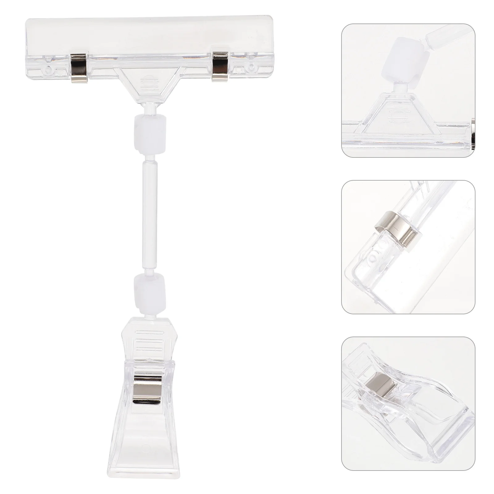 

25pcs Universal Rotatable Display Clips Double Label Holder Plastic Tag Sign for Retail Price Merchandise Texts Ad Swivel Clip