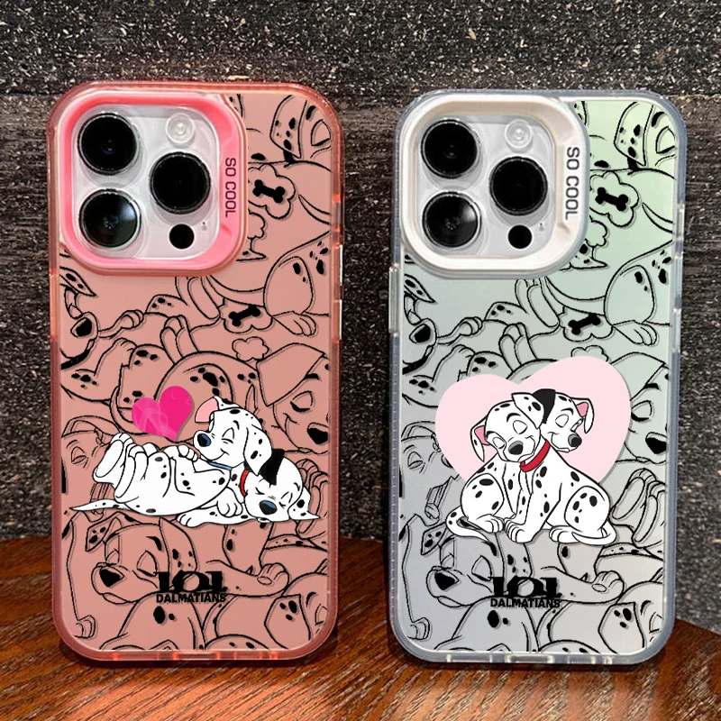 Disney 101 Dalmatians For iPhone Apple 15 14 13 12 11 XS XR X 8 7 Pro Max Plus Colorful Silver Shockproof Phone Case Back Cover