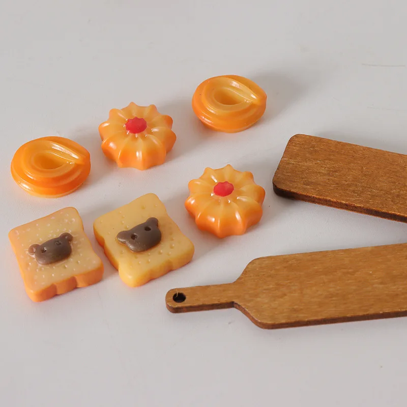 1set Mini Tray Cookie Toast Bread Tomato Jam Model Dollhouse Miniature Food Play Doll Accessory Decoration Home Decor Ornament