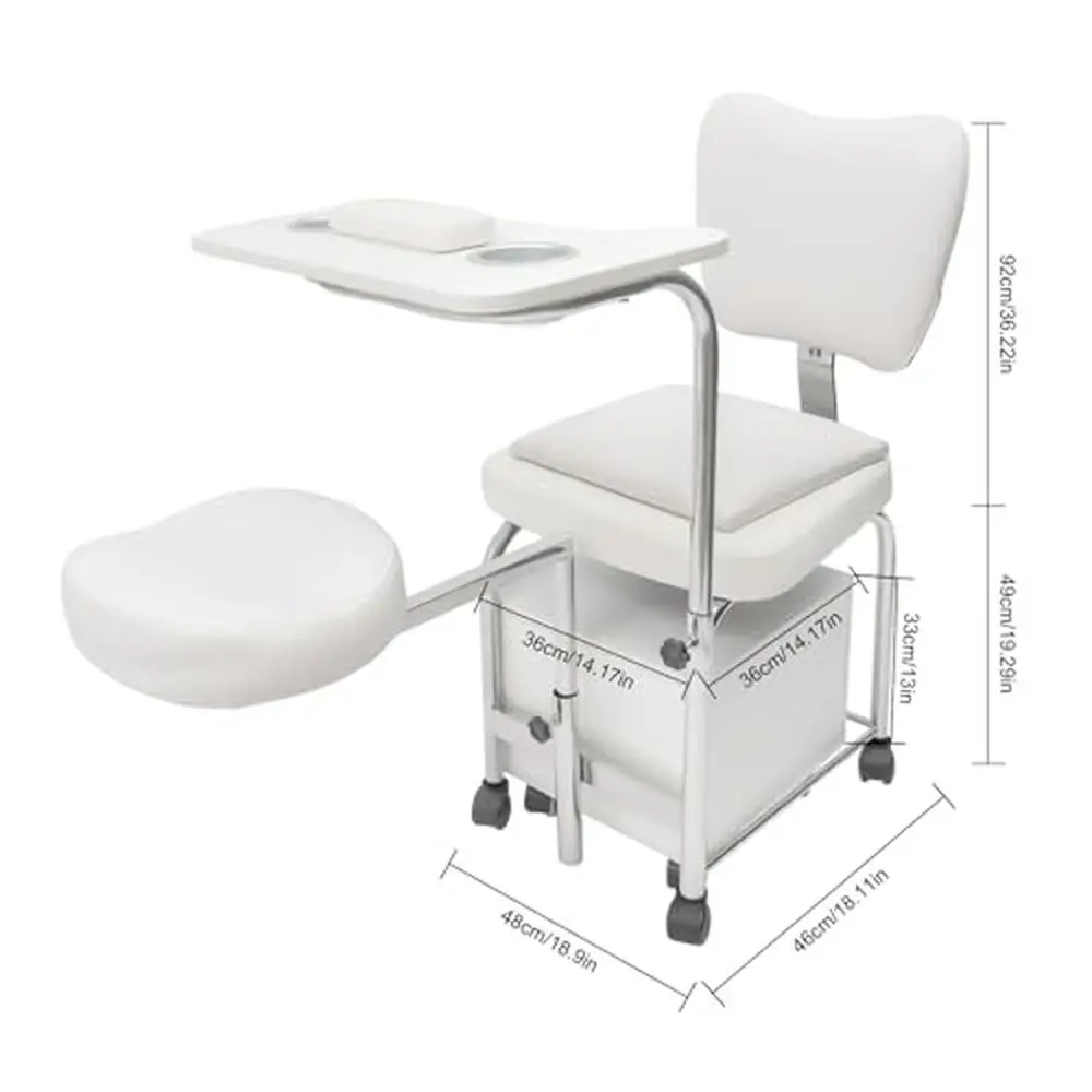 Manicure Pedicure Chair Nail Table Professional Trolley Adjustable Station Unit Desk Rolling Wheels Drawers Beauty Spa Massage