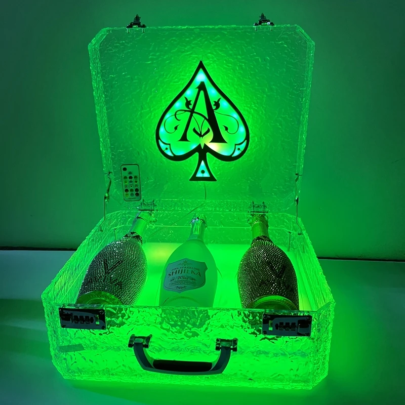 custom logo led   remote control 3 bottle presenter box